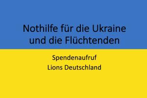Flagge der Ukraine mit Spendenaufruf