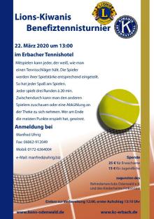 Flyer Lions-Kiwanis Benefiztennisturnier 2020 Flyer Lions-Kiwanis Benefiztennisturnier 2020
