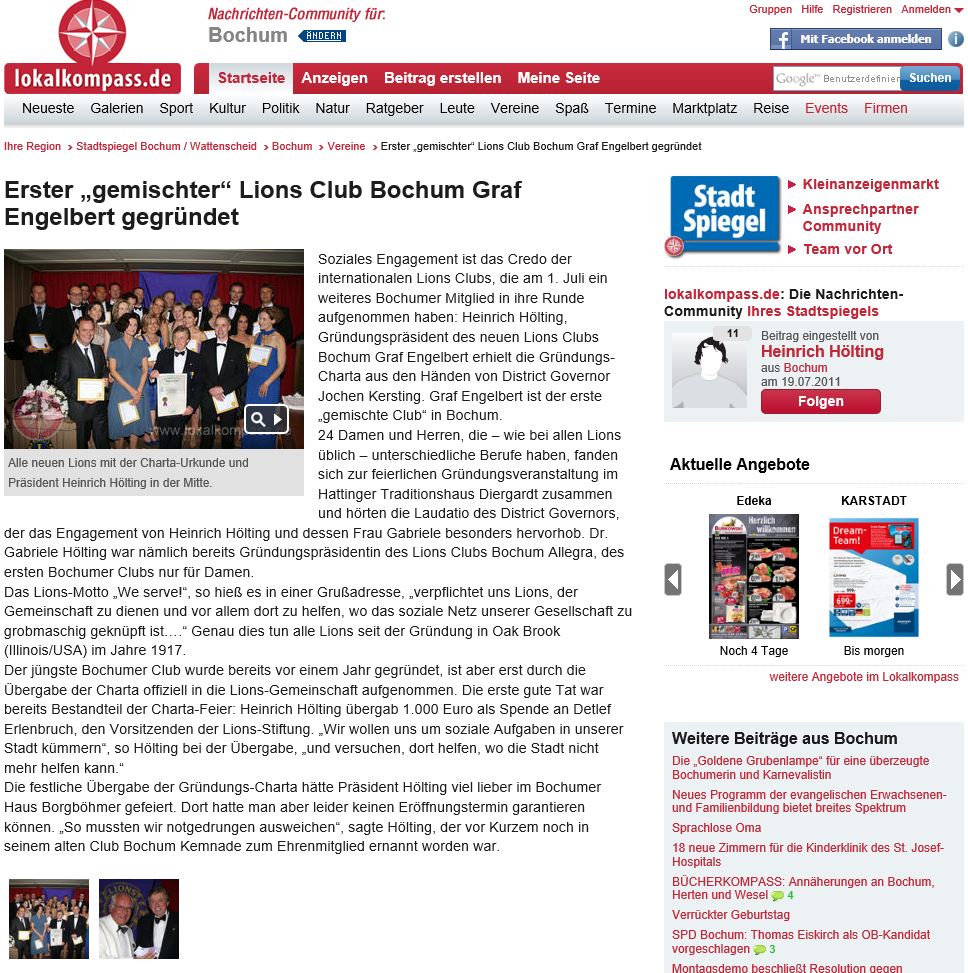 Lions Club Bochum-Graf Engelbert - Gründung