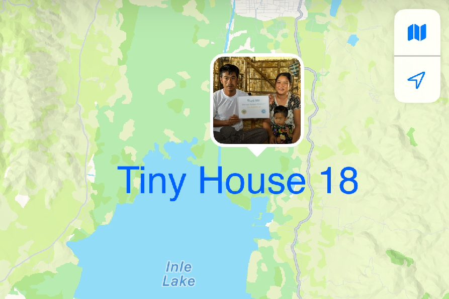 GPS Ansicht des neu gebauten Tiny Hauses Nr. 18 am Inle-See