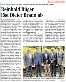 Bericht der Fränkischen Nachrichten vom 27.06.2019 Bericht der Fränkischen Nachrichten vom 27.06.2019